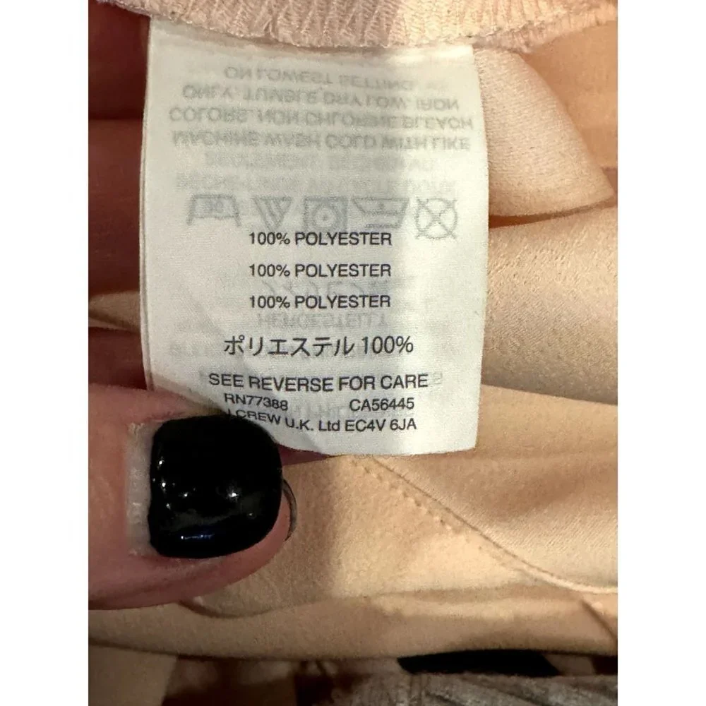 J. Crew Pale Pink Surplice V Neckline Puff Blouson Sleeve Peplum Blouse Size 0‎